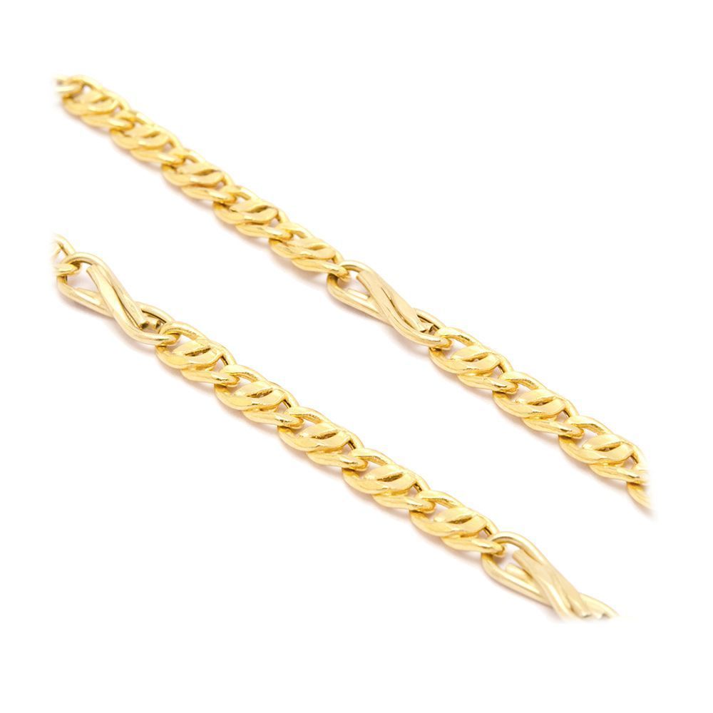 Pulseira Malha Olho de Tigre Bicolor em Ouro 18 kilates - 22904